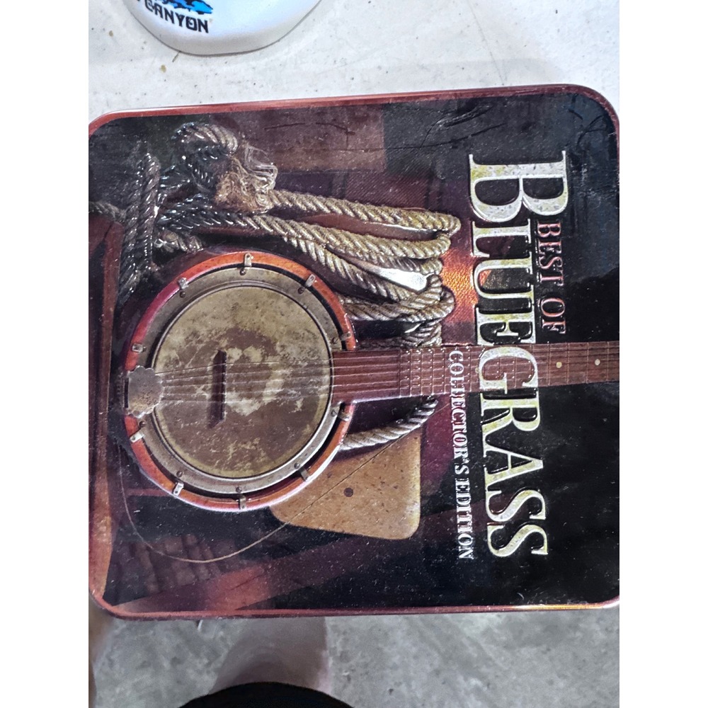Best of Bluegrass Collector's Edition Square Metal Storage Tin Banjo Graphic